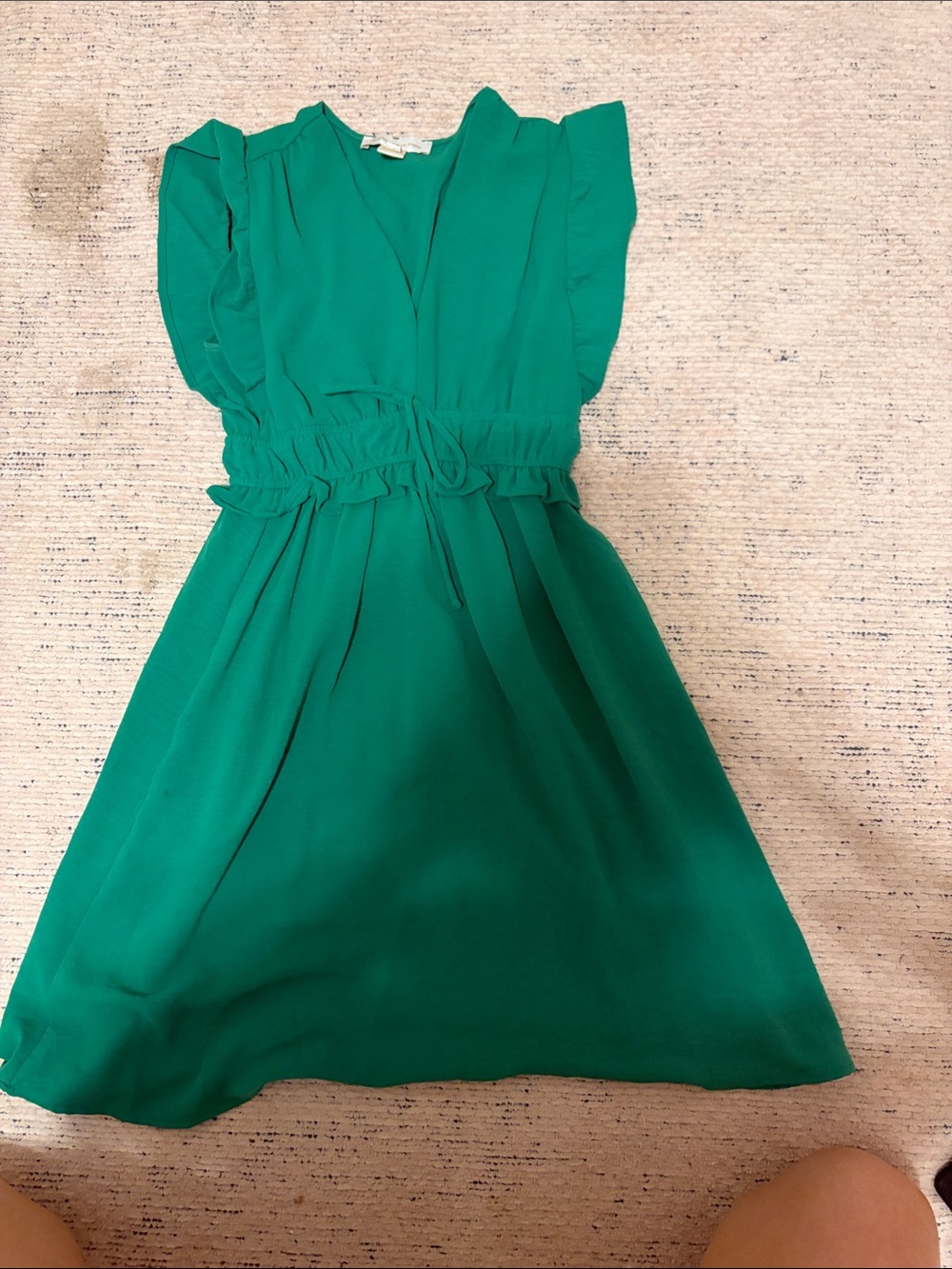 Monteau Emerald Green Flutter-Sleeve Dress